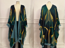 Charger l'image dans la visionneuse de la galerie, Kimono en soie et cachemire noir Anarchy