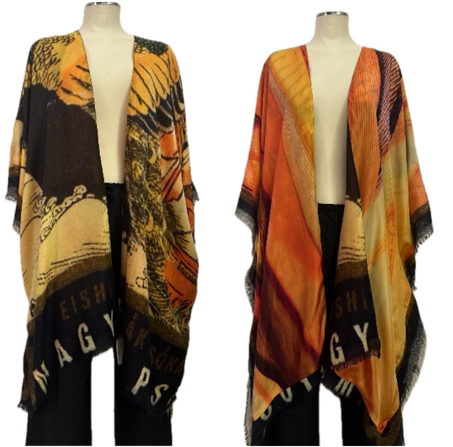 Exquisite Silk and Wool Printed Reversible Kimono | Maison