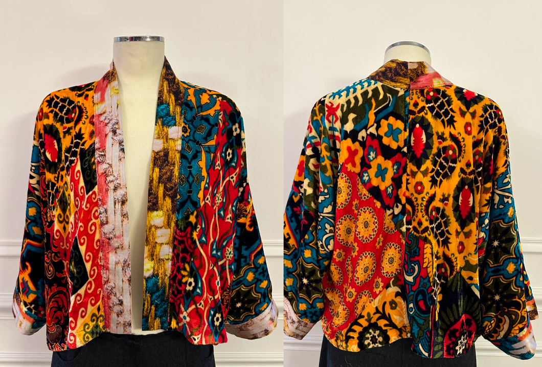 Check Silk Velvet and Modal  Reversible Jacket