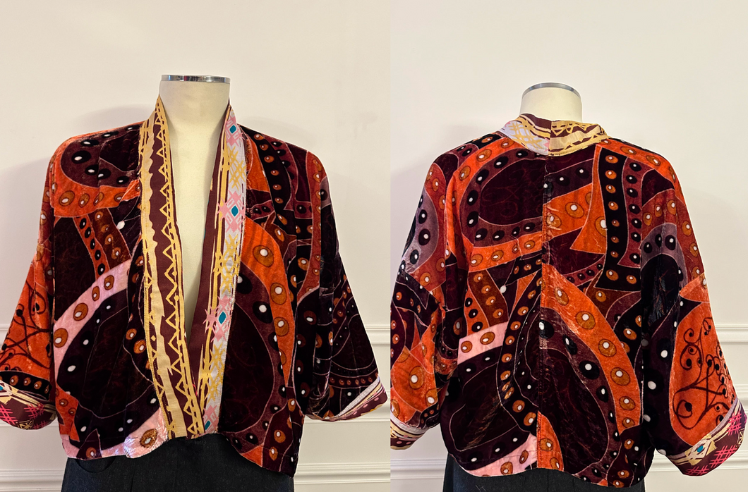 Paisley Silk Velvet and Modal  Reversible Jacket