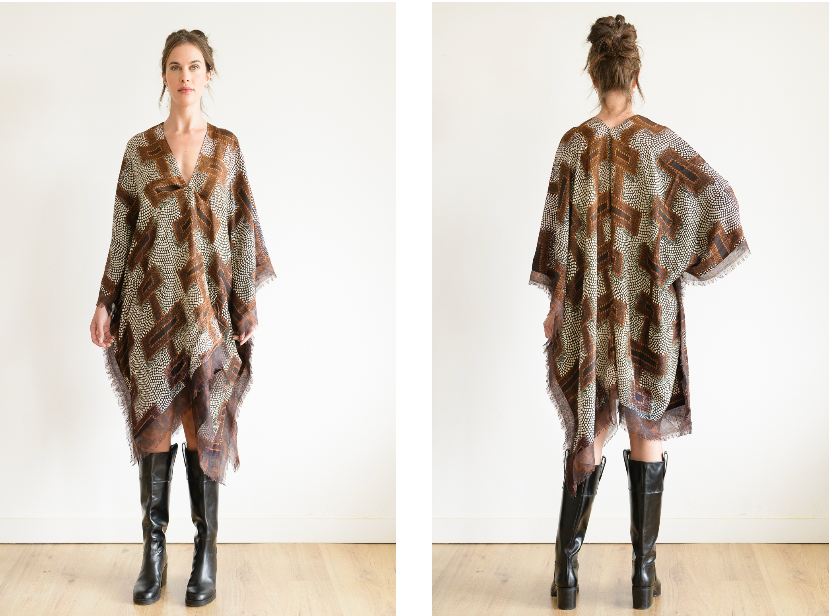 Exquisite Silk and Wool Printed Reversible Kimono | Maison Passage